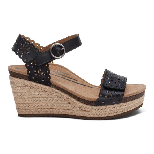 Sydney Espadrille Wedge - Black Cutout