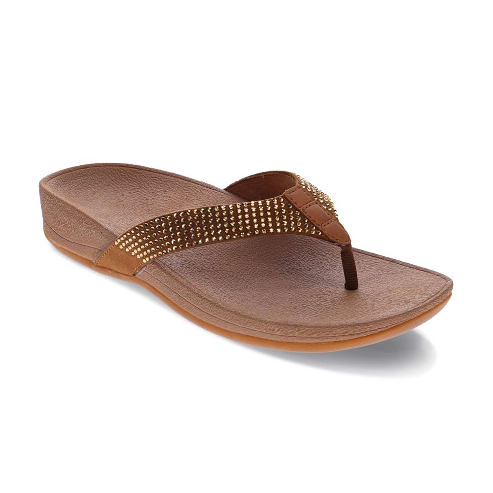 Allora Toe Post Sandal - Bronze Rhinestone