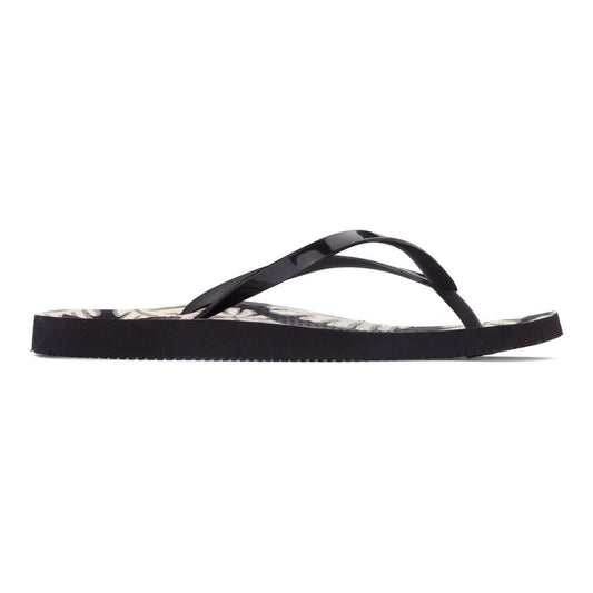 Noosa Print Toe Post Sandal - Palm Black