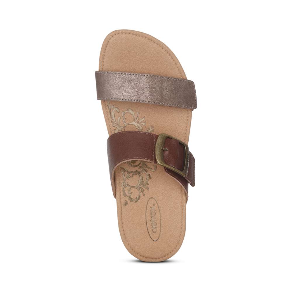 Daisy Slide Sandal - Brown