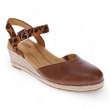 Mona Wedge - Dark Tan/Leopard
