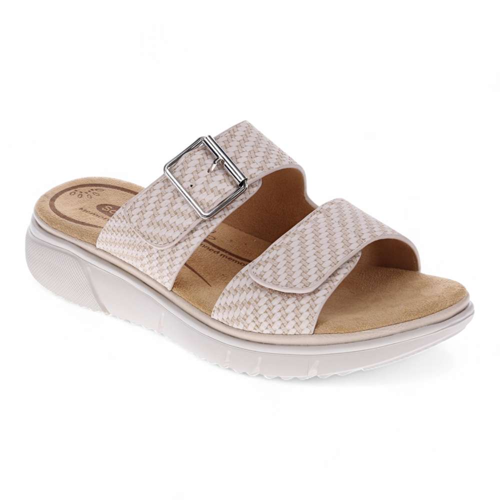 Rage Slide Sandal - Beige Raffia