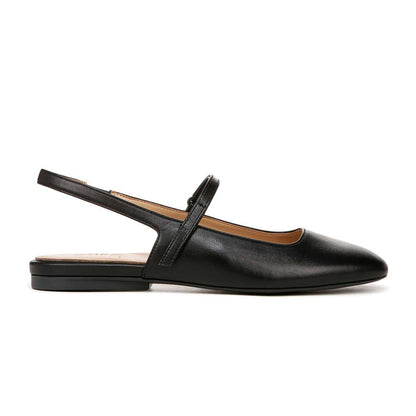 Connie Mary Jane Slingback Flat - Black Leather