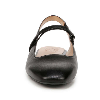 Connie Mary Jane Slingback Flat - Black Leather
