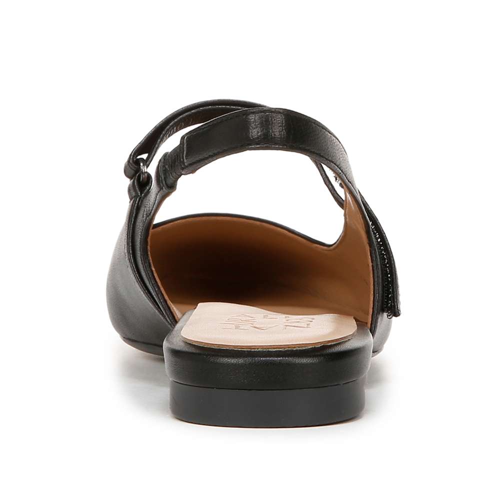 Connie Mary Jane Slingback Flat - Black Leather