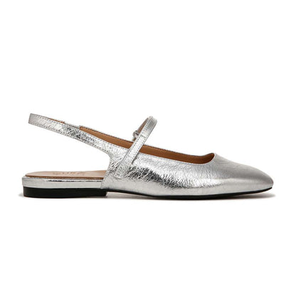 Connie Mary Jane Slingback Flat - Silver