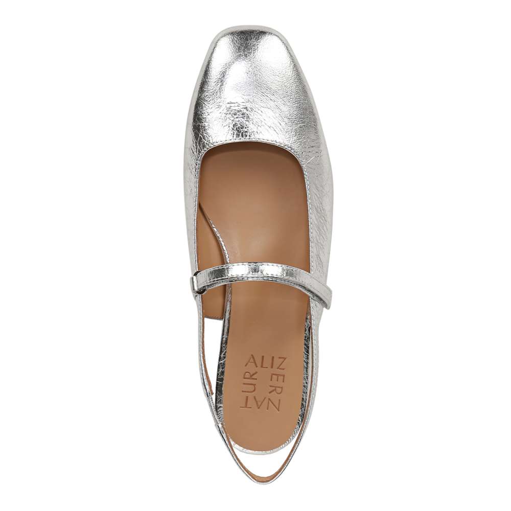 Connie Mary Jane Slingback Flat - Silver