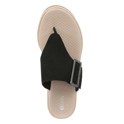 Bay Wedge Sandal - Black Linen