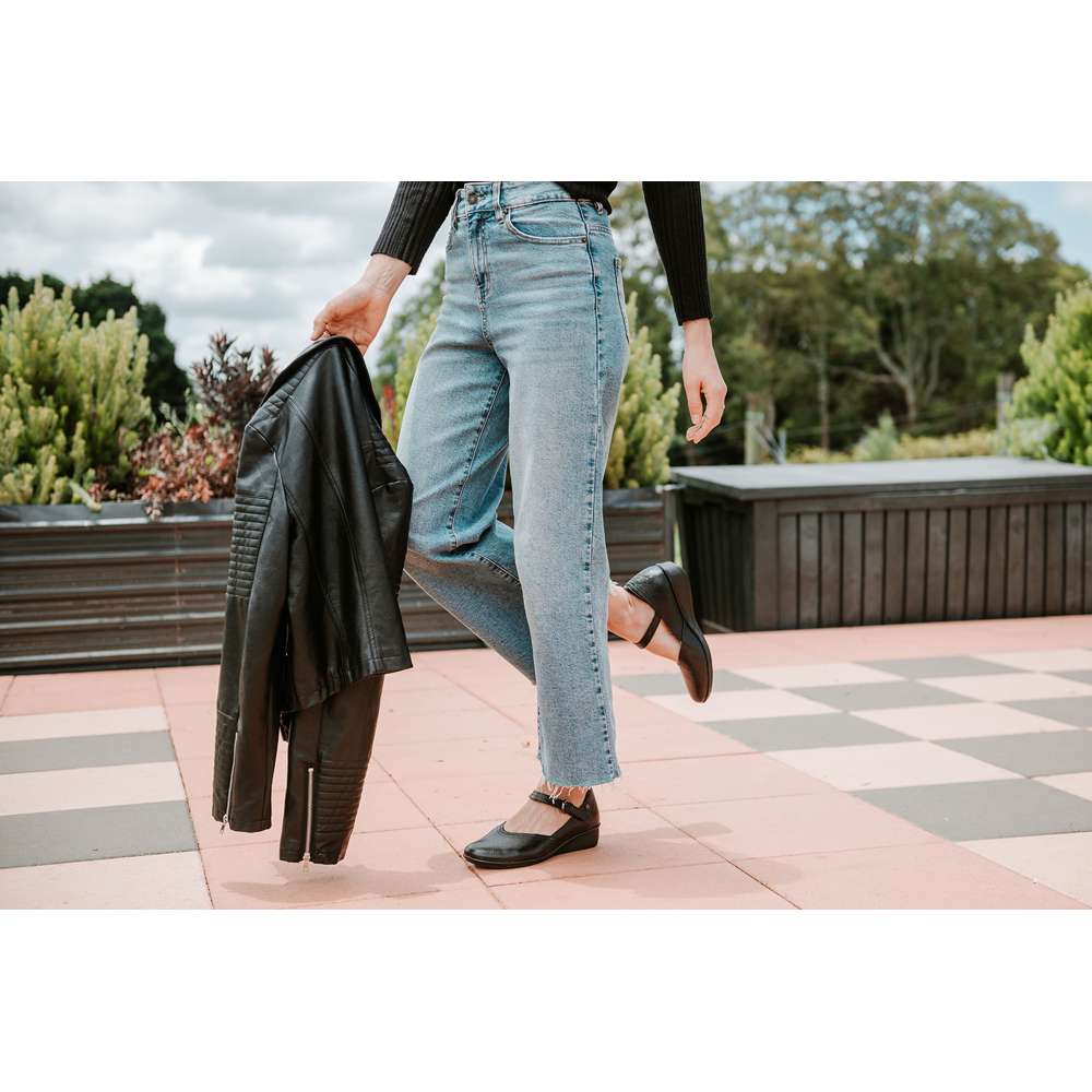 Narita Mary Jane Flats - Black Pebble