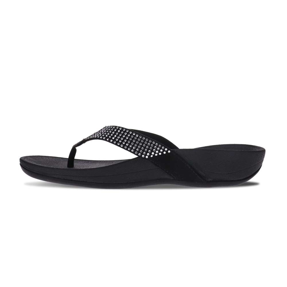 Allora Toe Post Sandal - Black Rhinestone