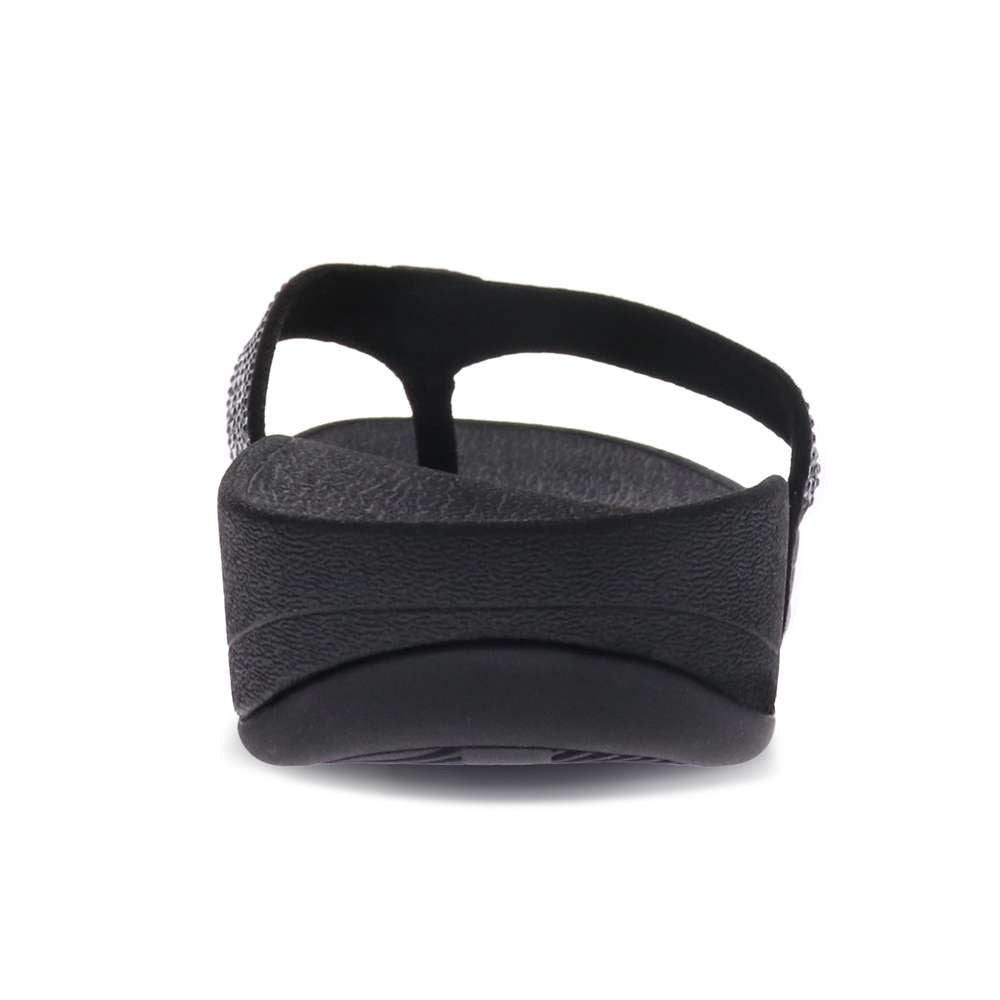 Allora Toe Post Sandal - Black Rhinestone