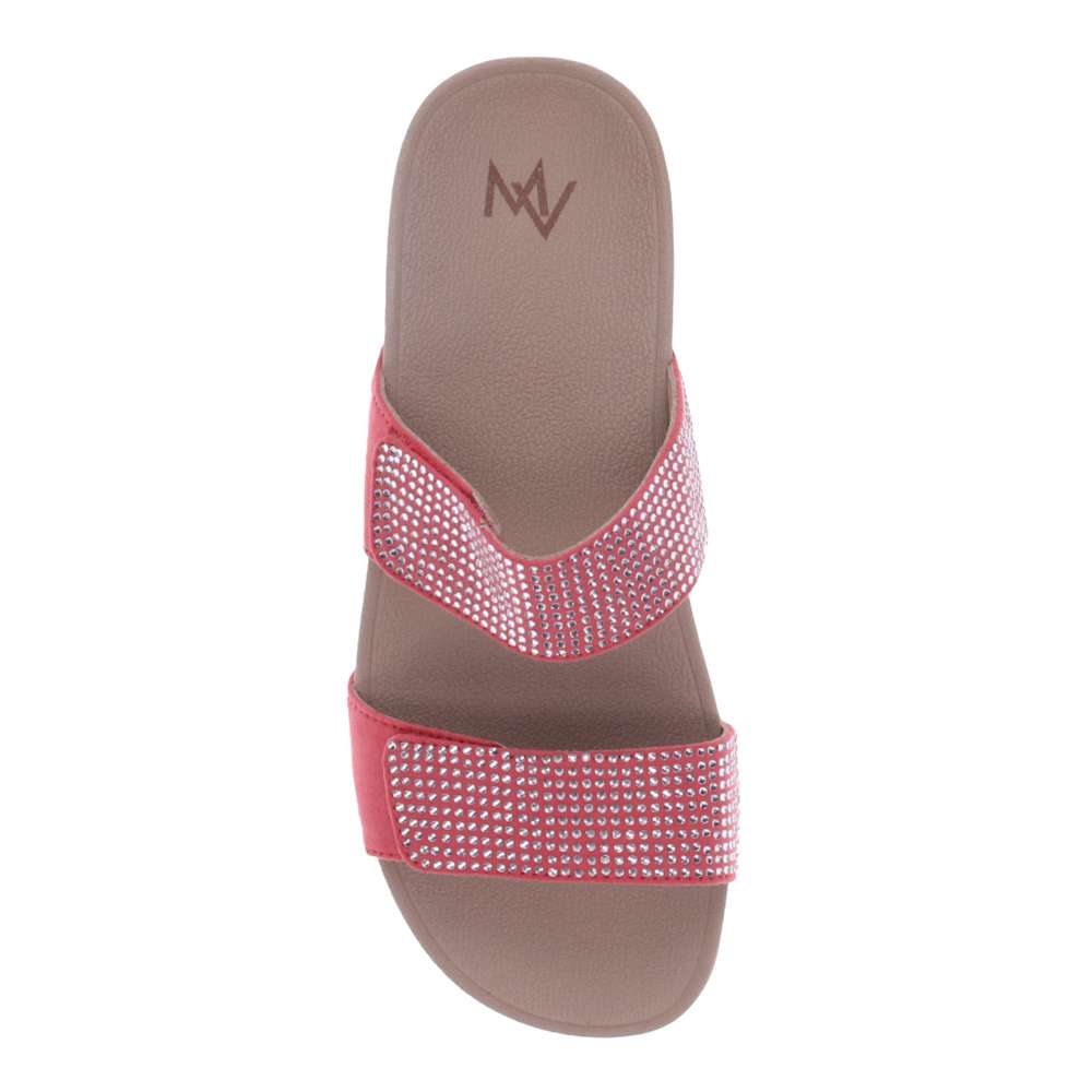 Avoca Slide Sandal - Coral Rhinestone