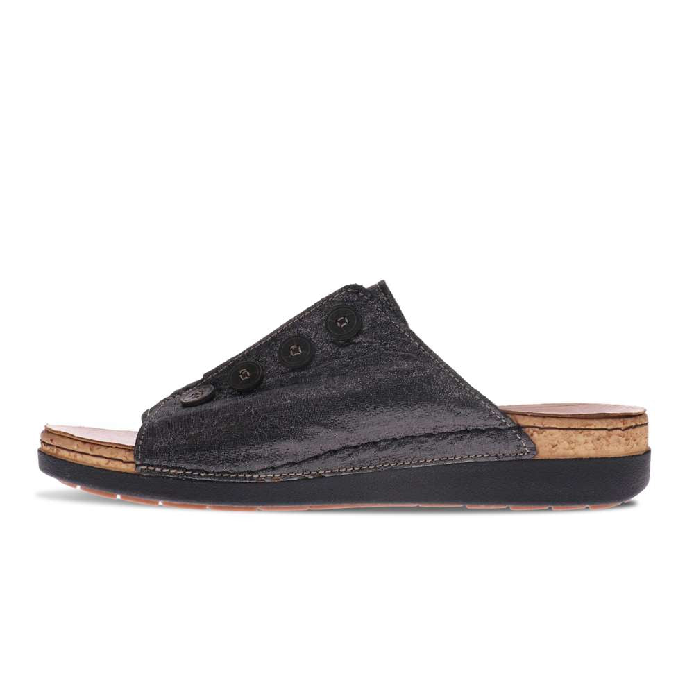 Antalya Slide Sandal - Black Linen