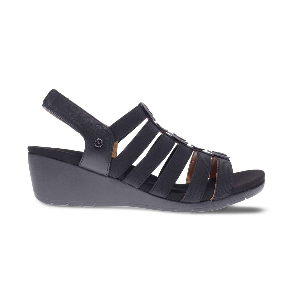 Bari Floral Wedge Sandal - Black French