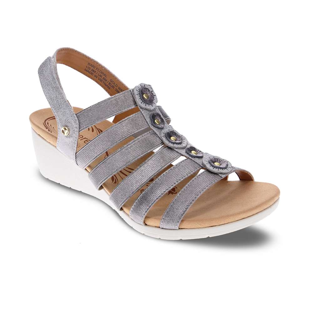 Bari Floral Wedge Sandal - Gold Wash