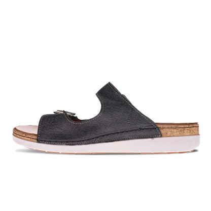 Brighton Slide Sandal - Black Linen