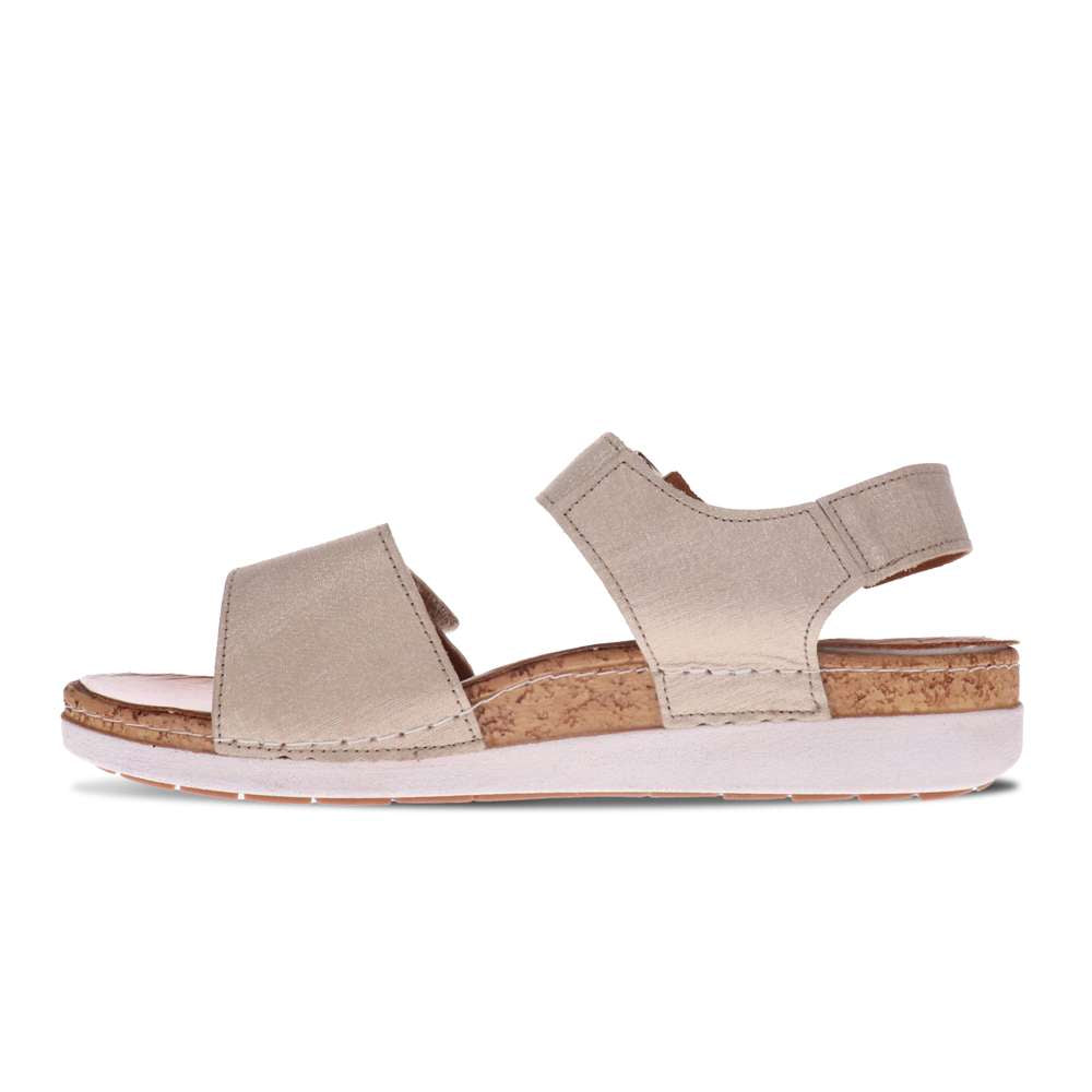Georgia Back Strap Sandal - Gold Linen