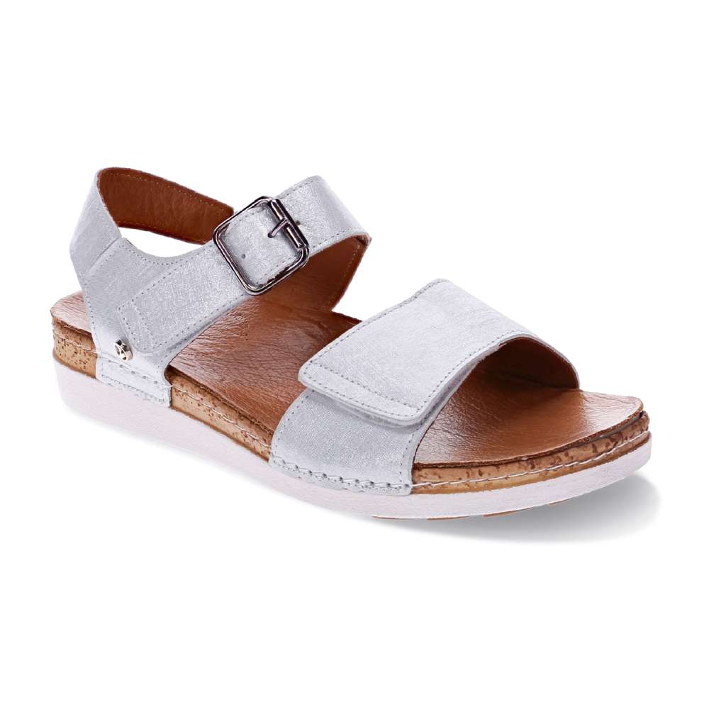 Georgia Back Strap Sandal - White Linen