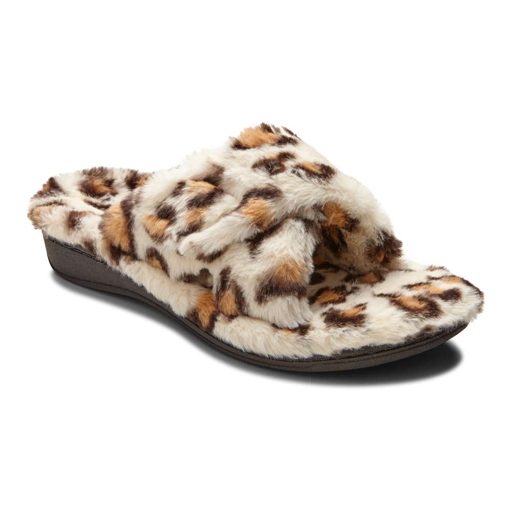Relax Plush Slipper - Cream Leopard