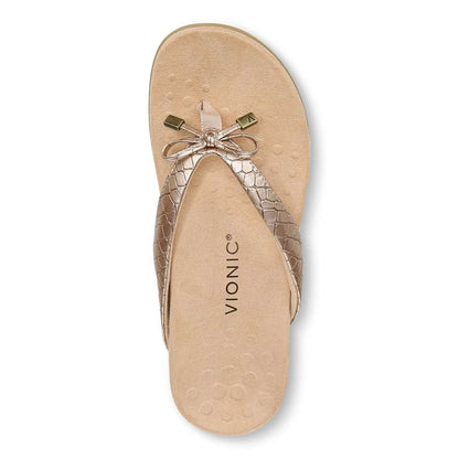 Bella Toe Post Sandal - Rose Gold Metallic Croc