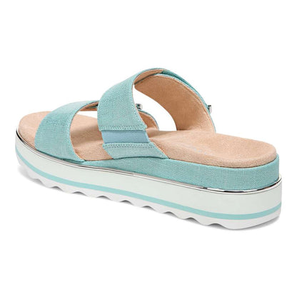 Brandie Flatform Slide Sandal - Aqua Metallic