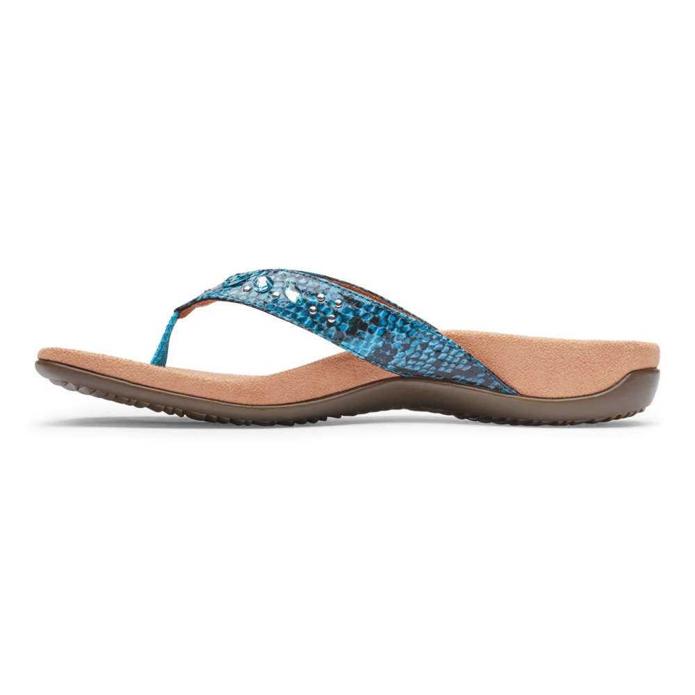 Lucia Toe Post Sandal - Aqua Snake