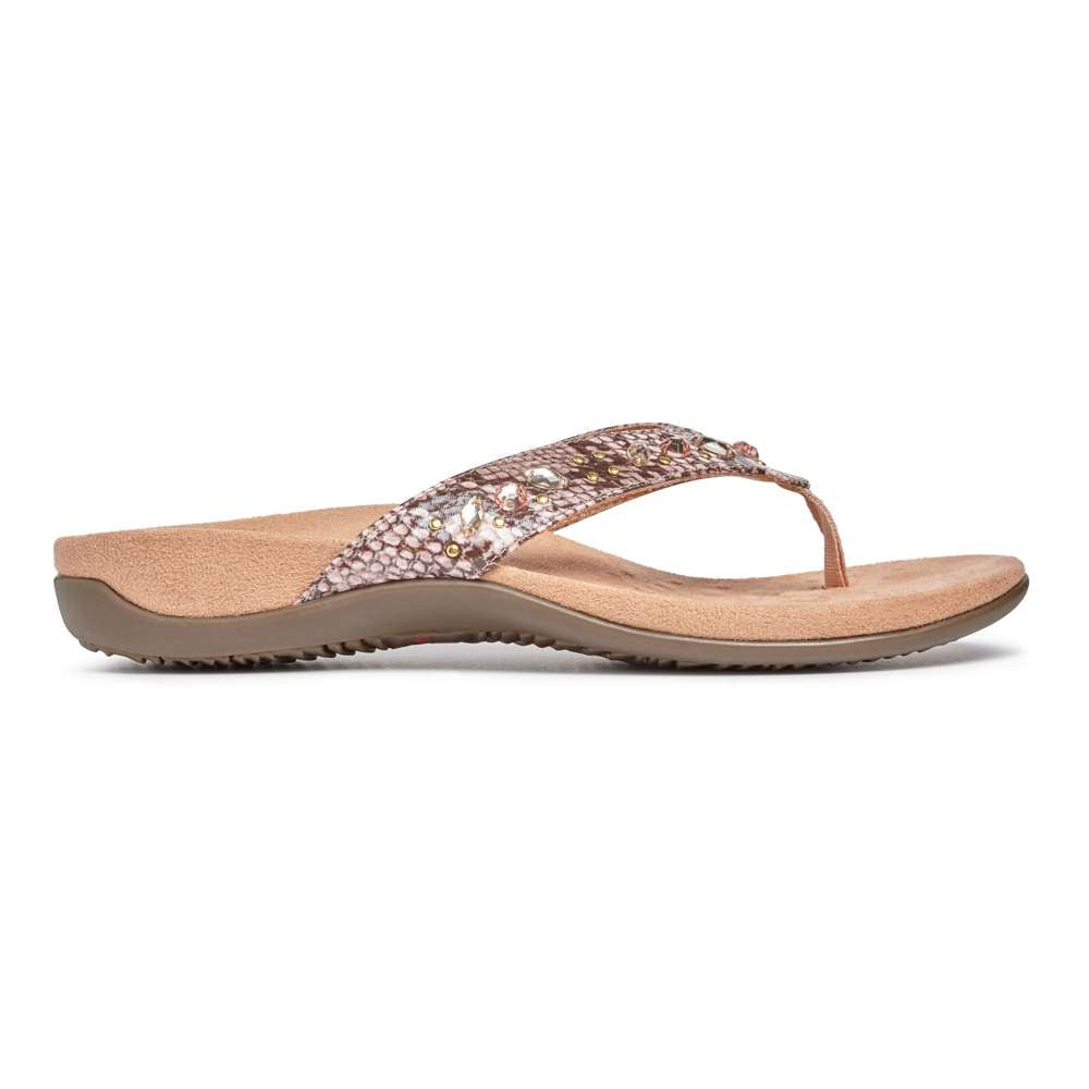 Lucia Toe Post Sandal - Camelia Snake