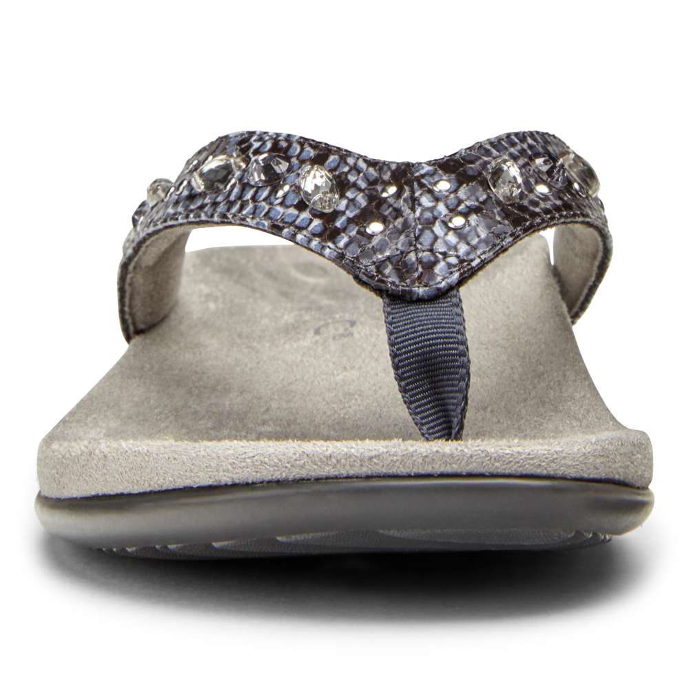 Lucia Toe Post Sandal - Slate Grey Snake