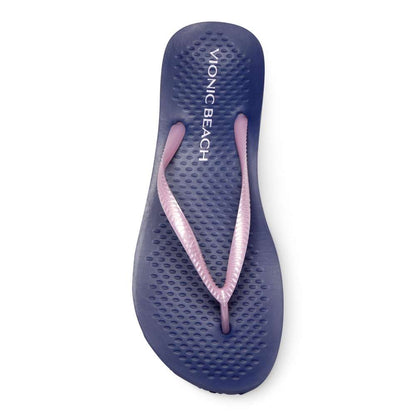 Noosa Solid Toe Post Sandal - Navy/Light Pink