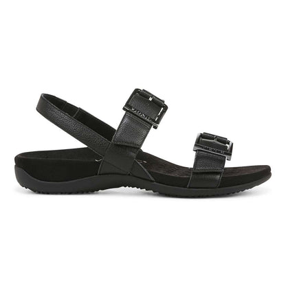 Reese Backstrap Sandal - Black Tumbled Leather
