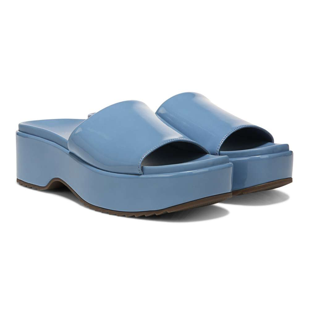 Trista Flatform Slide - Blue Shadow Patent