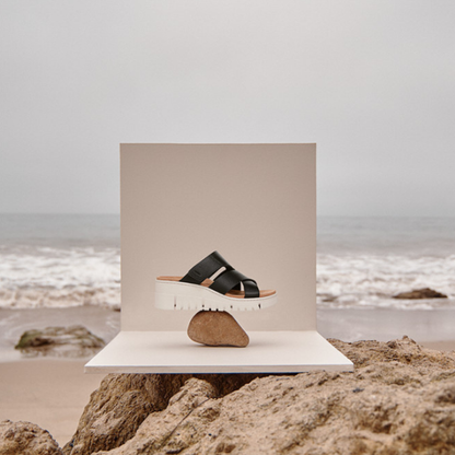 Uptown Sunset Wedge - Black Tumbled